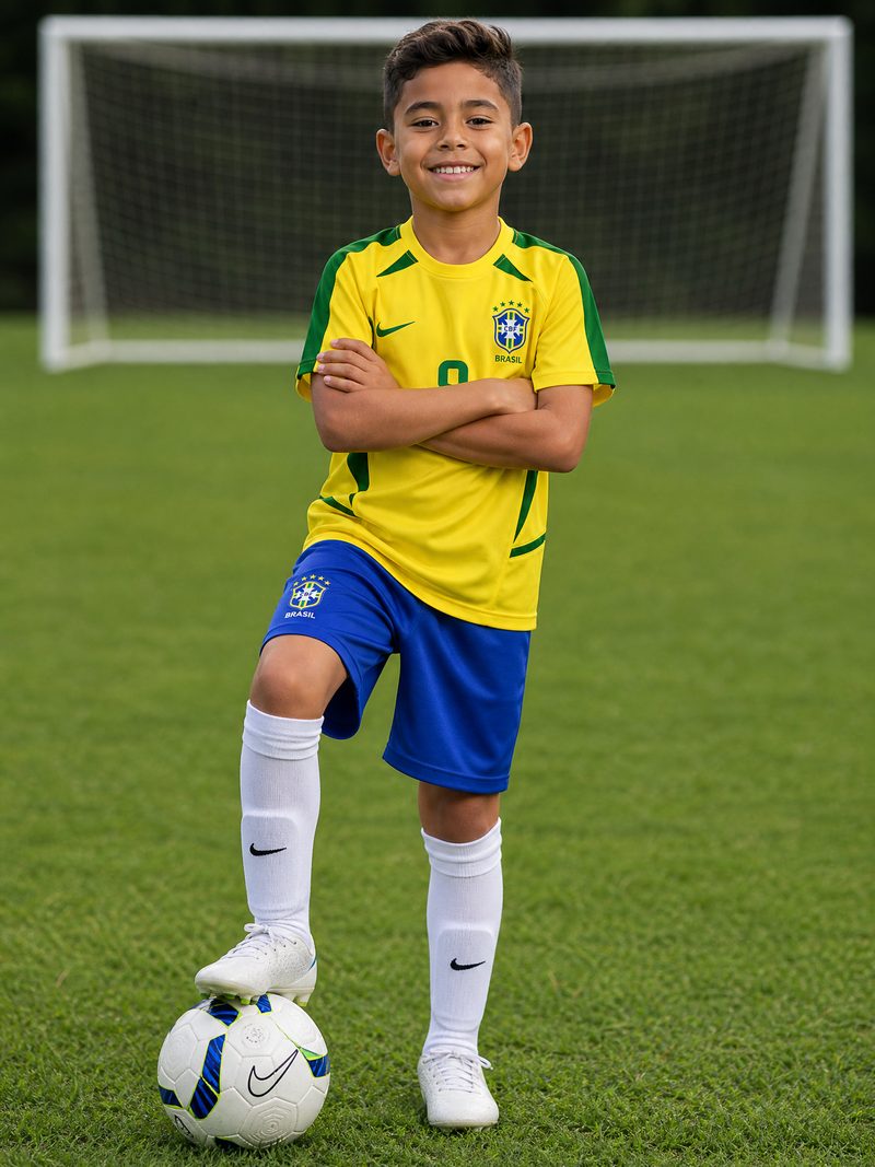 Kit Infantil Brasil · Camisa 2002 Penta Retro