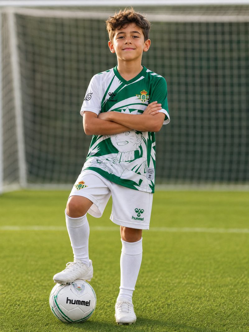 Kit Infantil Real Betis · Camisa 2025 - Edi\u00e7\u00e3o Limitada Naruto