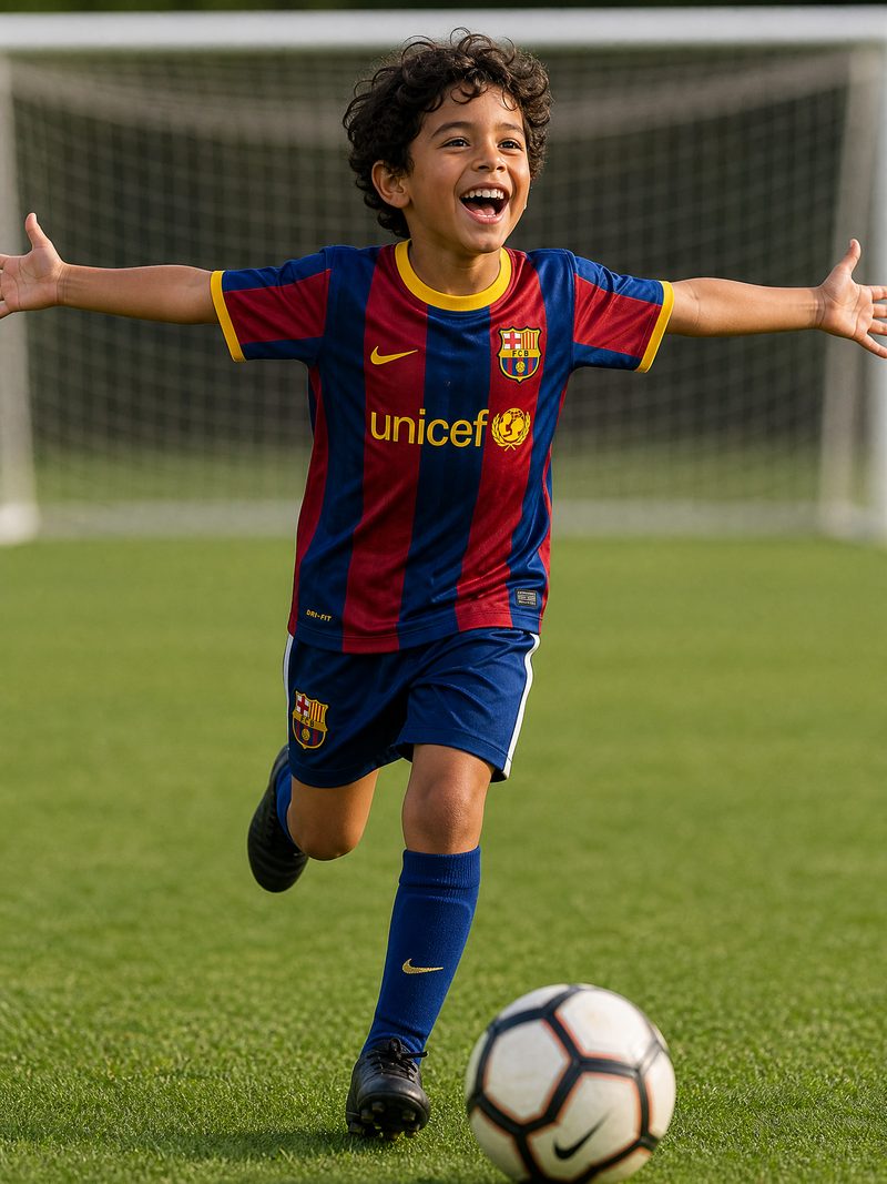 Kit Infantil Barcelona · Camisa 10/11 Home - Retro