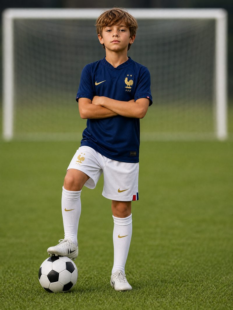 Kit Infantil Fran\\u00e7a · Camisa 2022 Copa do Mundo