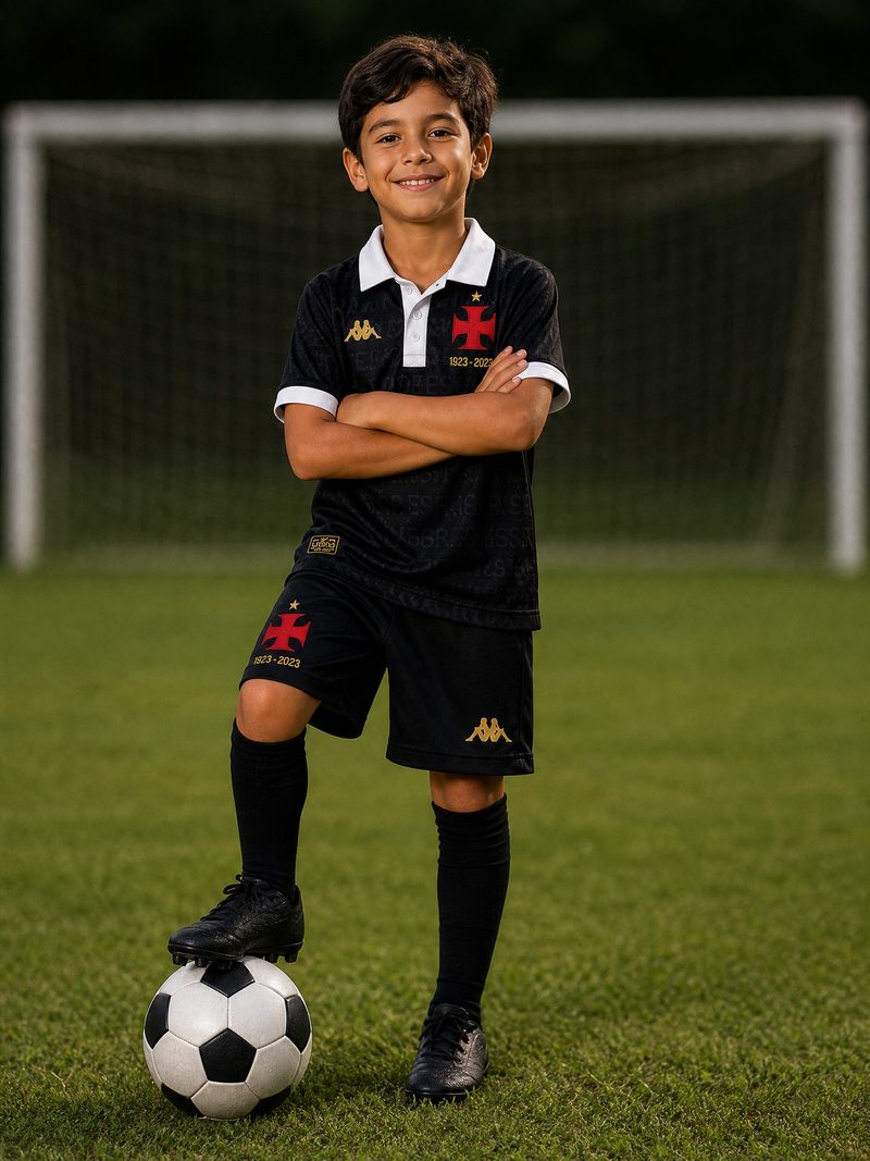 Kit Infantil Vasco · Camisa 2023 - Uniforme 3 - Camisa Negras