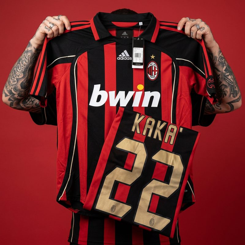 Camisa AC Milan · 06/07 - Preta e Vermelha Retro