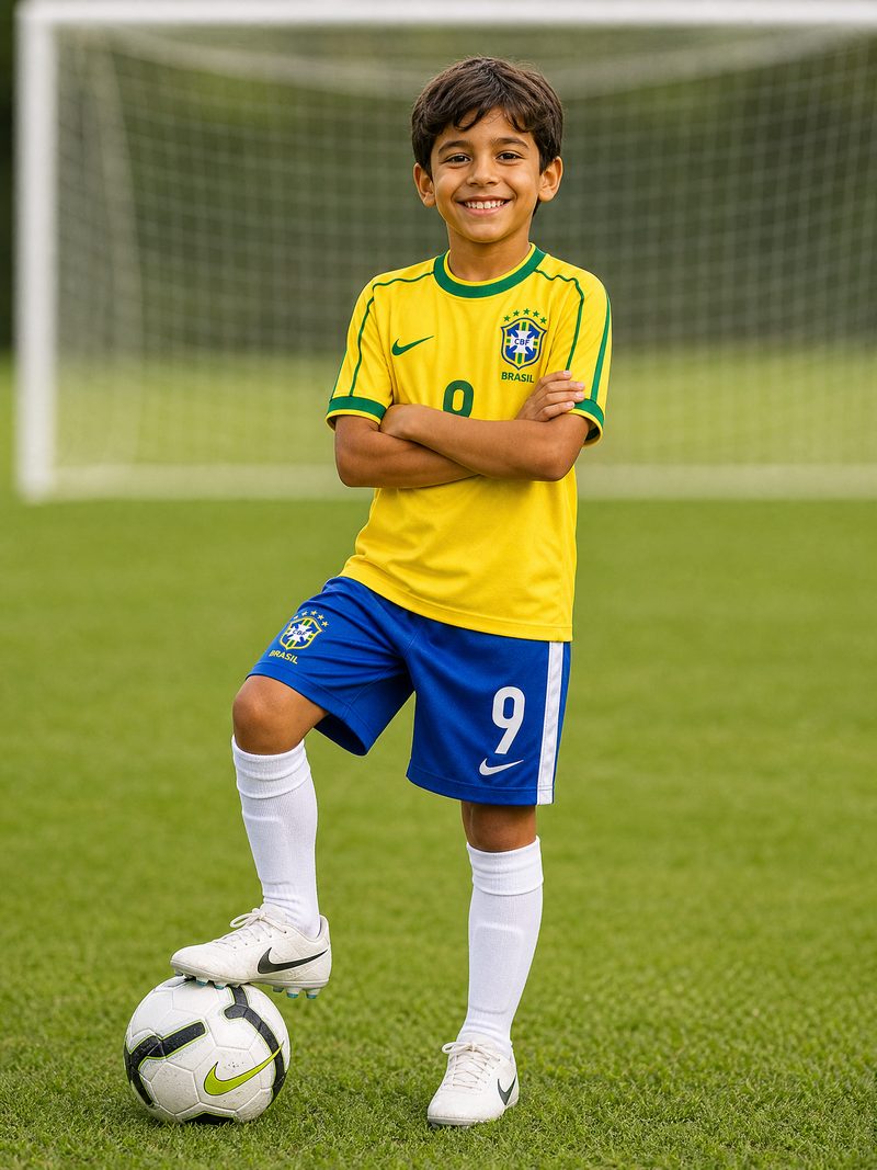 Kit Infantil Brasil · Camisa Copa 1998 Retro